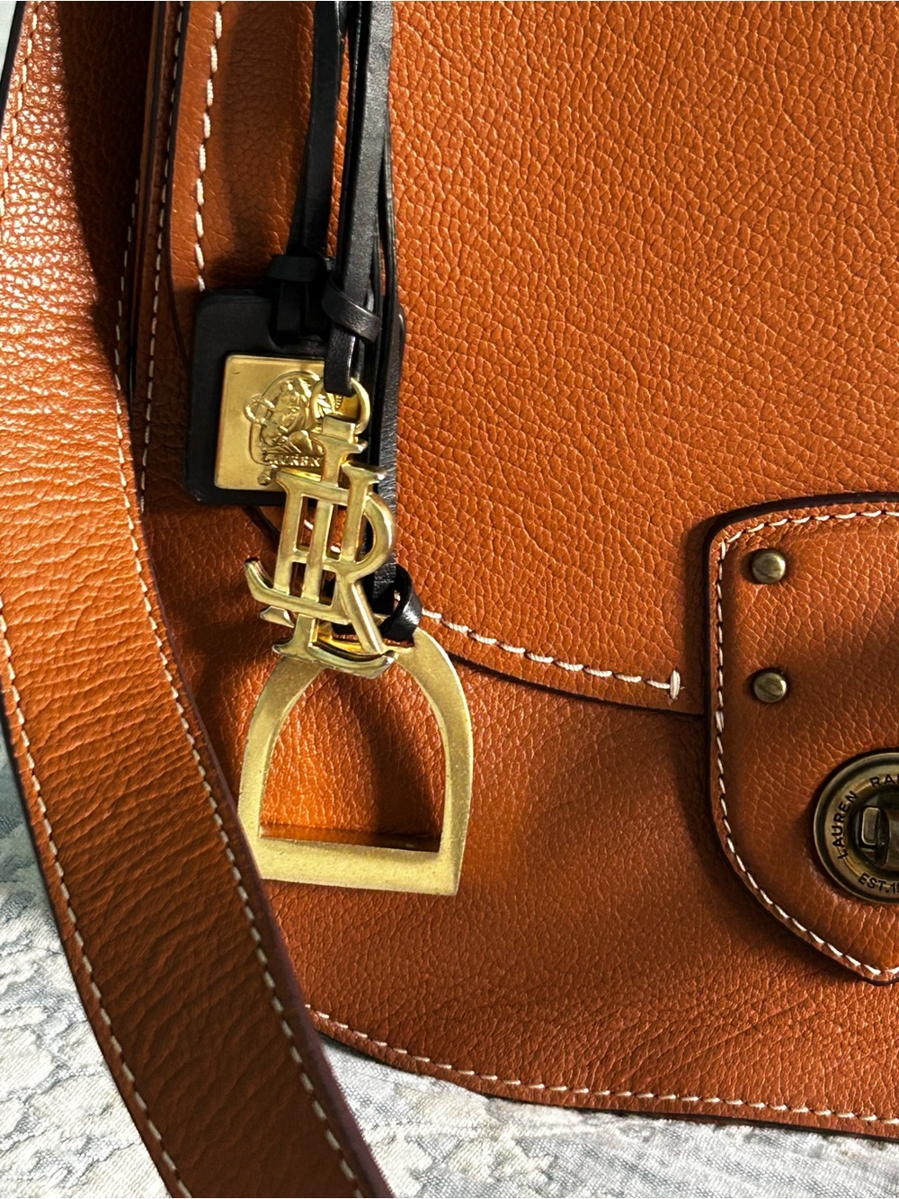 Ralph Lauren Leather Convertible satchel crossbody Bag - Picture 7 of 15